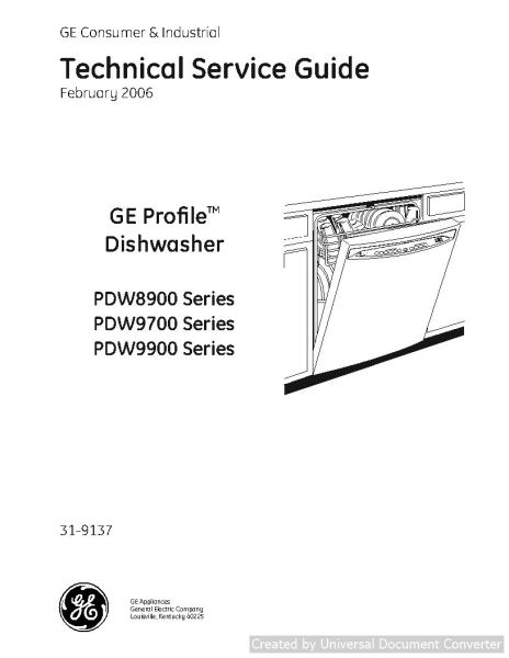 GE PDW9900 Series Profile Dishwasher Manual
