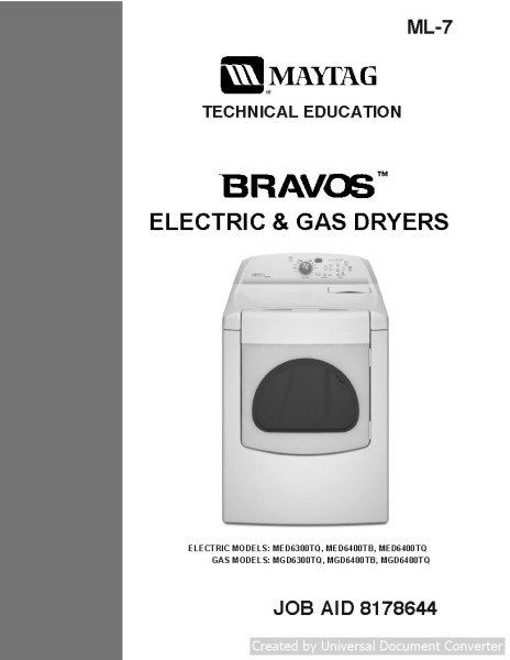 Maytag MED6300TQ Electric & Gas Dryer Manual