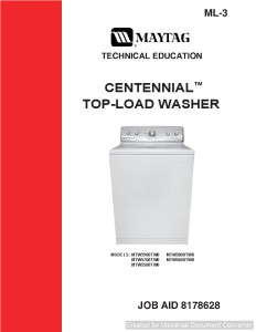 Maytag MTW5700TW0 Centennial Top-Load Washer Service Manual