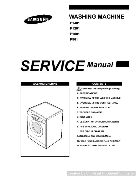Samsung P1001 Washing Machine Service Manual