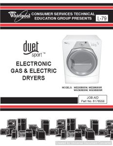 Whirlpool WED8500SR L-79 Duet Sport Electronic Gas & Electric Dryers Service Manual