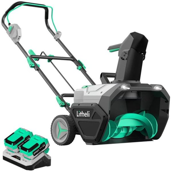 Litheli 2X20V(40V) Cordless Brushless Snow Blower 20 Inch with 2x4.0 Ah Batteries & Charger