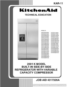 KitchenAid KSSC42FKS00  Refrigerator Technical Education PDF Service Manual