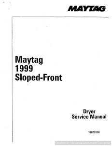Maytag 16023110 1999 Sloped-Front Dryer Service Manual
