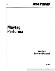 Maytag HAV2558 Performa Washers Service Manual