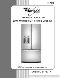 Whirlpool GI7FVCXWQ 2009 27' French Door IDI Service Manual
